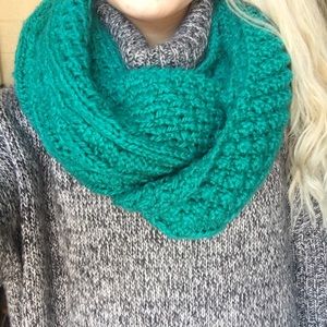 Thick blue-green infinity scarf